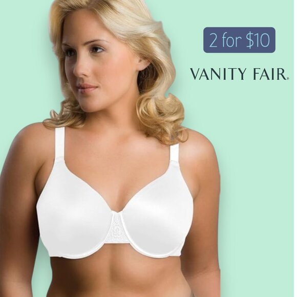 Vanity Fair 38D Stiff Padded Beauty Back Smoothing Minimizer Bra White - Picture 1 of 6